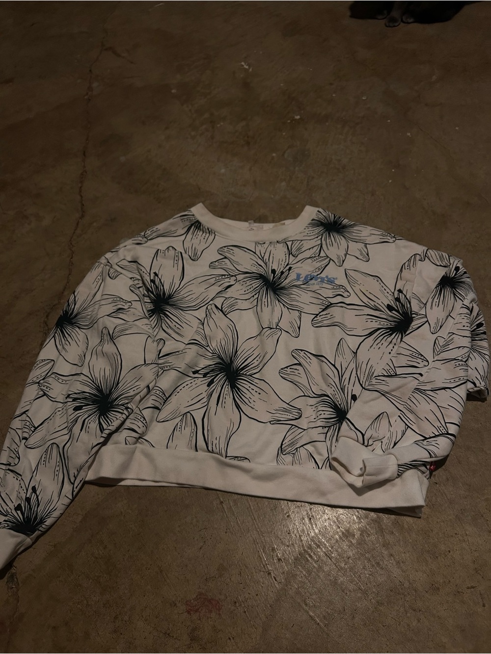 Levi's White Crewneck Sweater with Black Floral Print